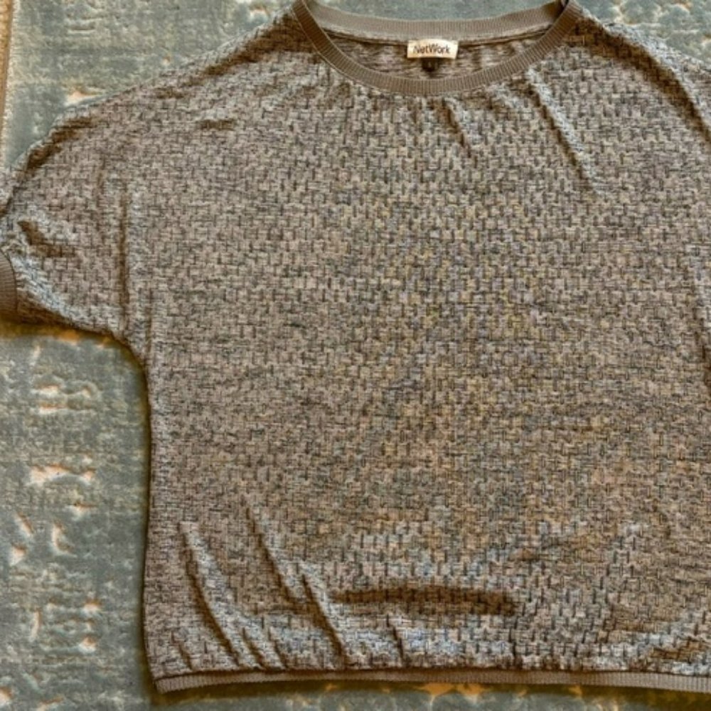 Small, Cold Shoulder, Round Neck, Tan-Cream Blouse